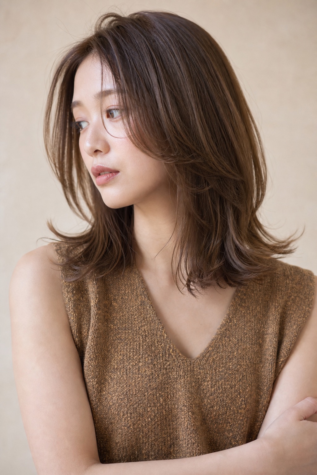 つやのある髪に仕上げた女性